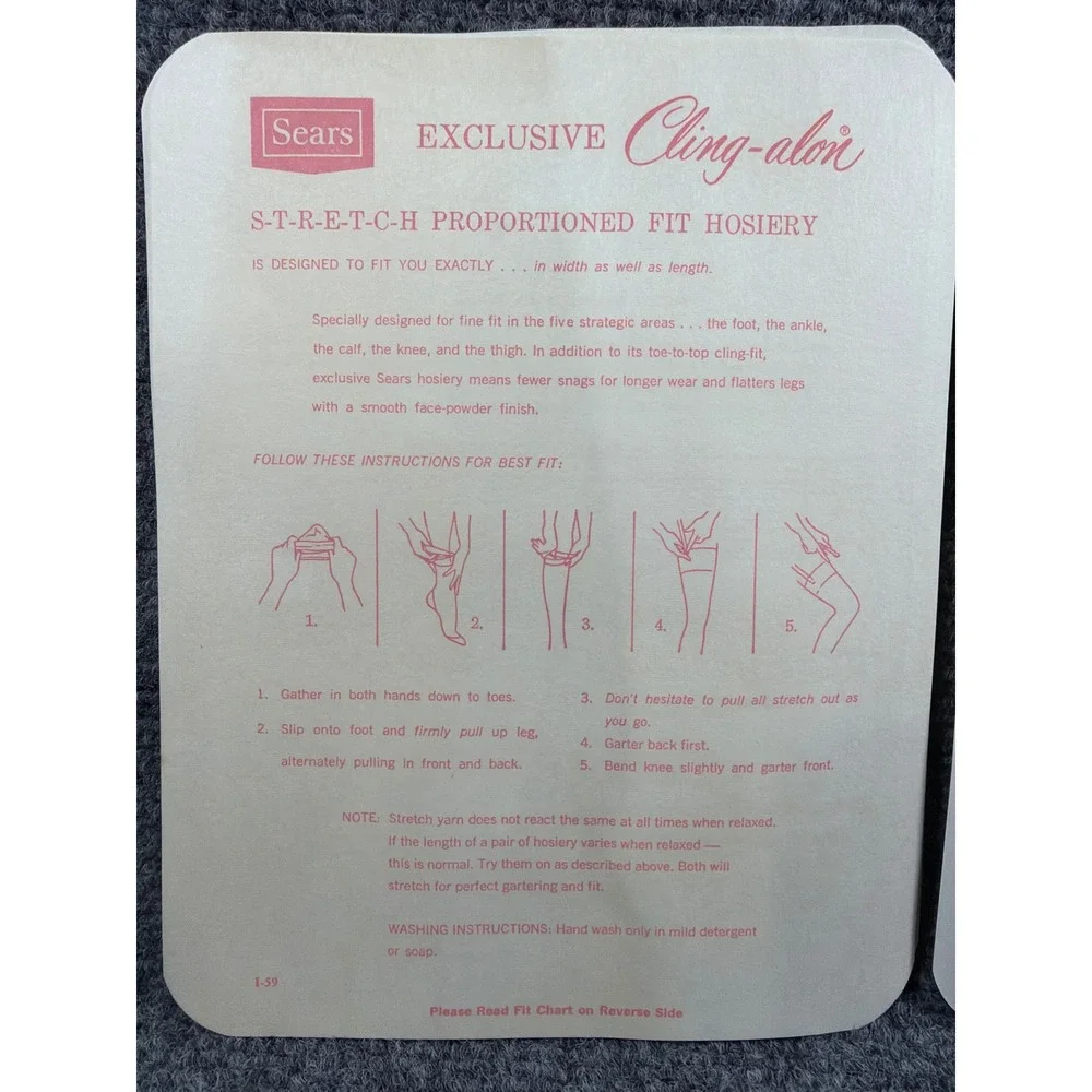 Vintage Sears Cling-alon Proportioned-Fit Hosiery Brown Nylon Stocking